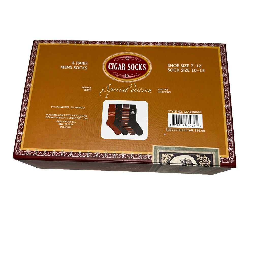 Cigar Socks Special Ed Vintage 4‎ Pairs New Men Shoe size 7-12 , Sock size 10-13